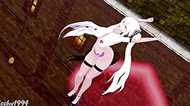Thicc Miku Dance Hentai Vocaloid Nude Bass Knight Song MMD 3D White Hair Color Edit Smixix