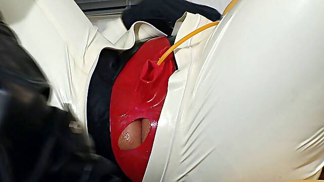 Rubberslut on the gynchair part 1