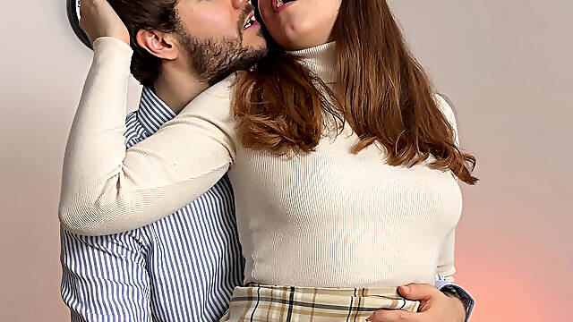 Sensual Office Foreplay Between Boss and Hot Secretary in Black Tights