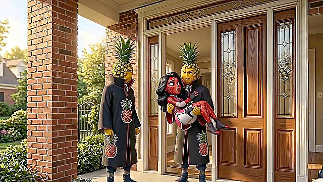 Fruit Series: Episode 3 - Cute Strawberry Girl and Pineapple Girl Sharing Sensual Ai Hentai