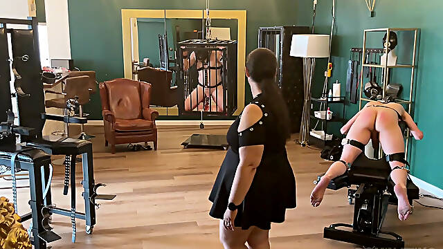 Piss Drenched Bound Slaves in Dominatrix Dungeon