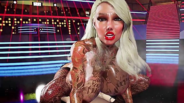 Bimbo Mega Fake Tits Fuked Hard in Disco