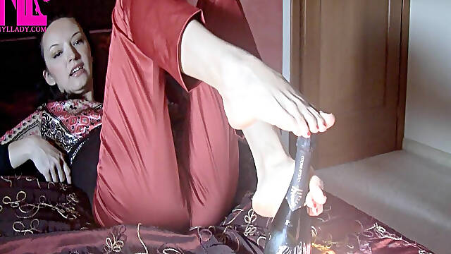 Barefoot Footjob to a Freezing Bottle