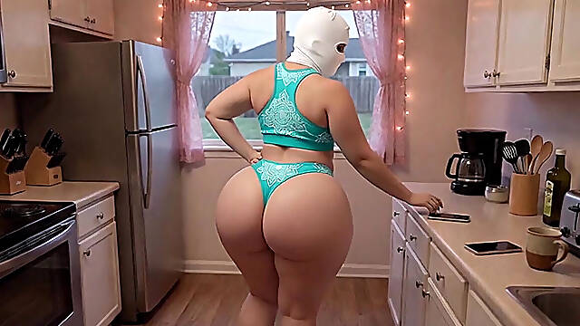 Stepmother Doing Yoga in the Kitchen