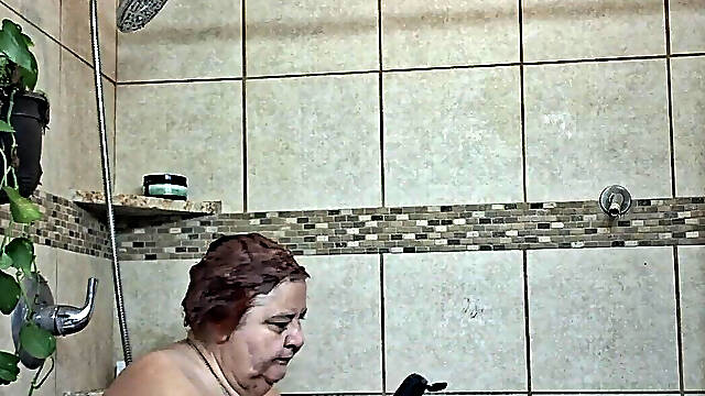 Big Beauty Nurse Vicki Taking a Mud Treatment in My Shower!