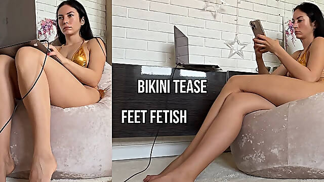 Bikini Foot Tease & Get on Your Knees and Worship My Legs
