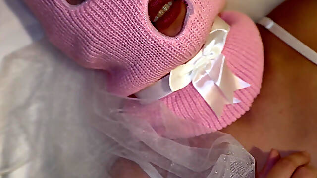 Slut in a Pink Mask Gets Her Face Crushed by a Foot