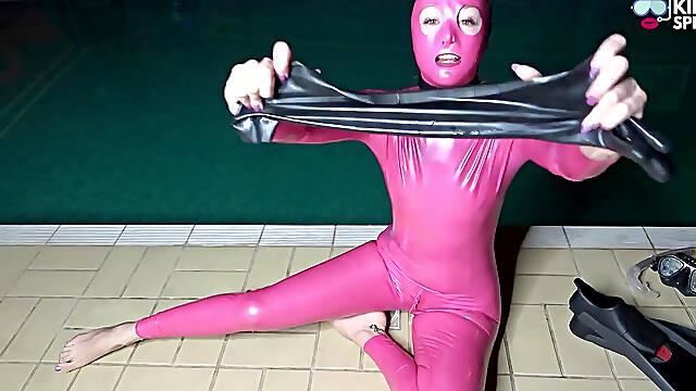 Poolside Latex Doll Edges with Slippery Fingers