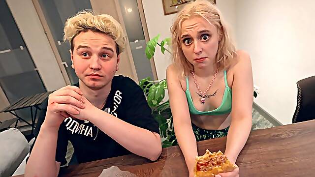 A beautiful blonde woman Molly Cute fucks with a guy in front of her husband